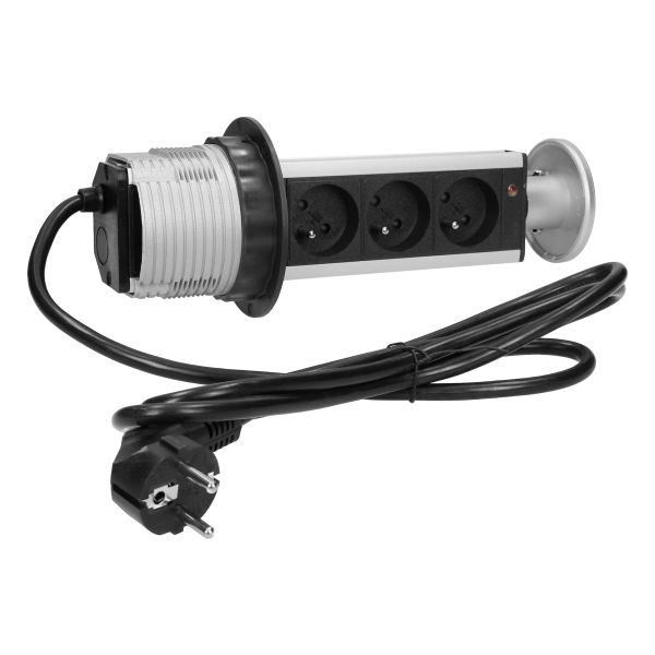 Recessed furniture socket, 3x2P+E, 1.8m