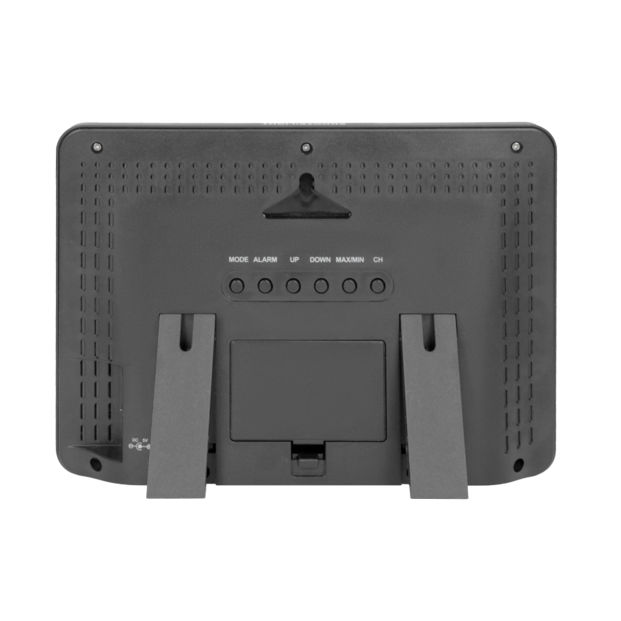 Wireless weather station with outdoor and indoor humidity and temperature indications, black