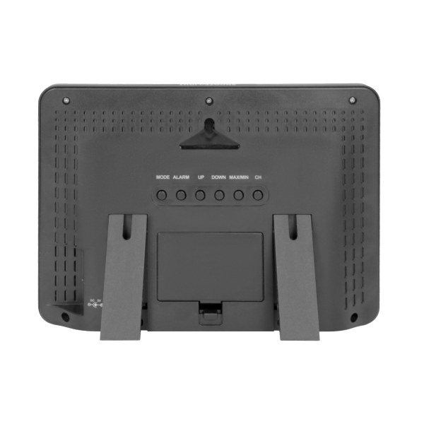 Wireless weather station with outdoor and indoor humidity and temperature indications, black