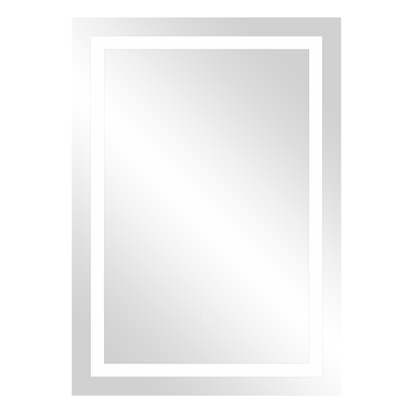 Lustro prostokątne pionowe LED 50x70 cm (z wbudowanym włącznikiem, z marginesem, 4000K)