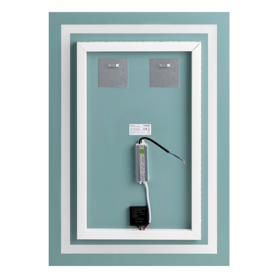 Lustro prostokątne pionowe LED 50x70 cm (z wbudowanym włącznikiem, z marginesem, 4000K)