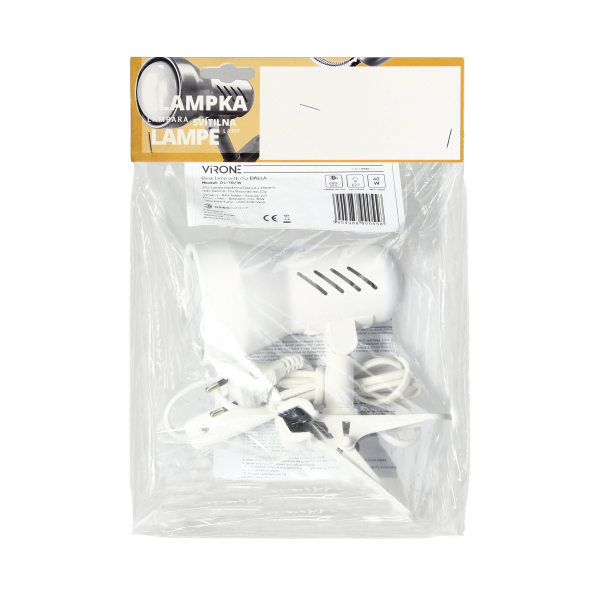 DALLA, desk lamp with clip, 40W, E27, steel + plastic, white