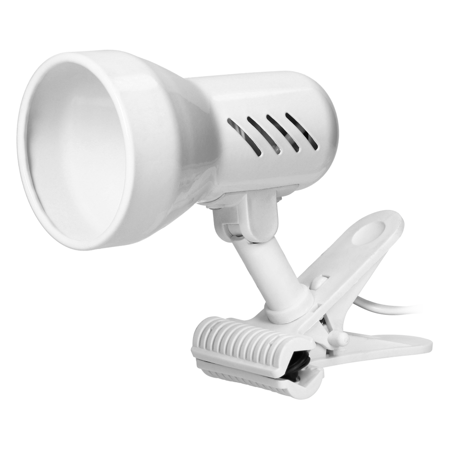 DALLA, lampa biurkowa z klipsem, 40W, E27, stal + tworzywo, biała