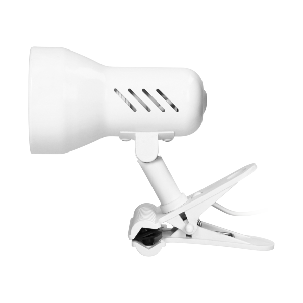 DALLA, lampa biurkowa z klipsem, 40W, E27, stal + tworzywo, biała