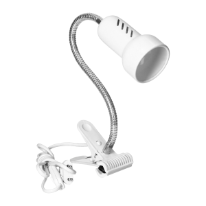 LUKE, lampa biurkowa z klipsem, flex, 40W, E14, stal + tworzywo, biała
