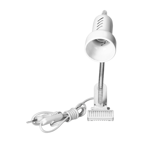 LUKE, lampa biurkowa z klipsem, flex, 40W, E14, stal + tworzywo, biała