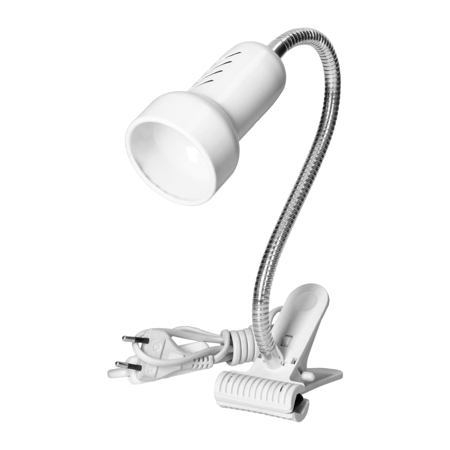 LUKE, lampa biurkowa z klipsem, flex, 40W, E14, stal + tworzywo, biała