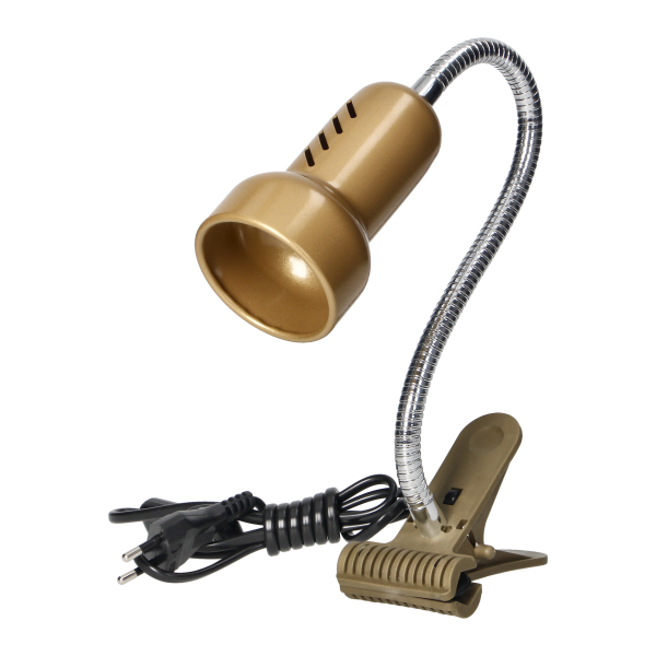 LUKE, lampa biurkowa z klipsem, flex, 40W, E14, stal + tworzywo, złota