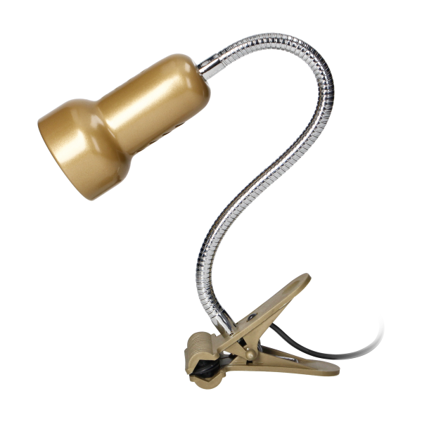 LUKE, lampa biurkowa z klipsem, flex, 40W, E14, stal + tworzywo, złota