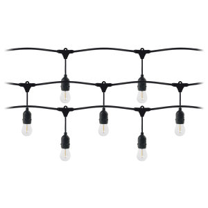 Zestaw girlanda oświetleniowa -1 sznur 15m (15 opraw) + 15 żarówek LED 1W E27, 3000K - ciepła + 1 żarówka gratis!