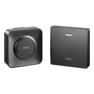 TELERO AC, wireless mains-powered doorbell, battery free doorbell button, learning system, 36 sounds, 200m, black