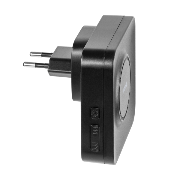 TELERO AC, dzwonek bezprzewodowy, sieciowy, przycisk bezbateryjny, learning system, 36 dźwięków, 200m, czarny