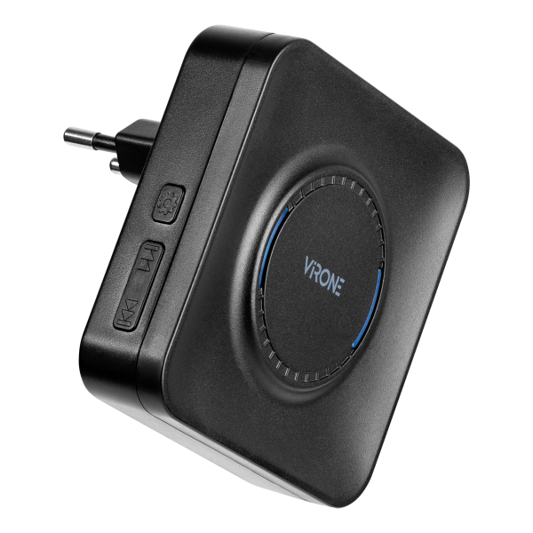 TELERO AC, wireless mains-powered doorbell, battery free doorbell button, learning system, 36 sounds, 200m, black