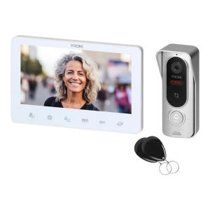 ANGU, single-family video doorphone set, 4-wires, LCD 7", touch buttons, RFID reader, white