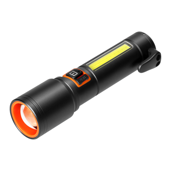 Latarka LED, 270/105lm, 1200mAh, przecinak do pasów, młotek bezpieczeństwa