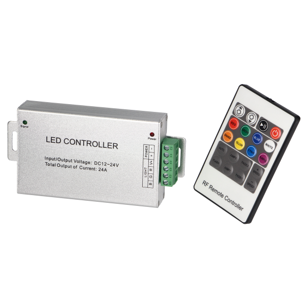 Wireless radio frequency (RF) controller for RGB strips (multi-coloured LED lighting sets)