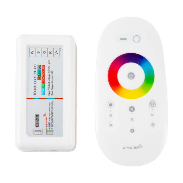 Wireless radio frequency (RF) controller for RGBW strips (multi-coloured and white LED lighting strips) with white remote contro
