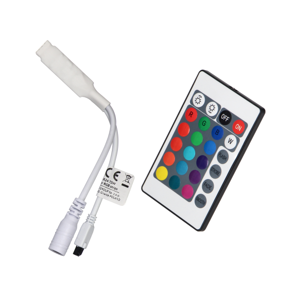 Wireless controller for RGB strips (multicoloured LED lighting strips) with remote control 24 buttons