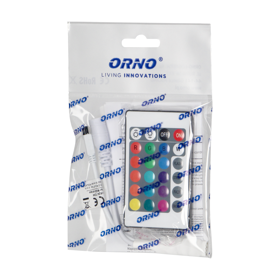 Wireless controller for RGB strips (multicoloured LED lighting strips) with remote control 24 buttons