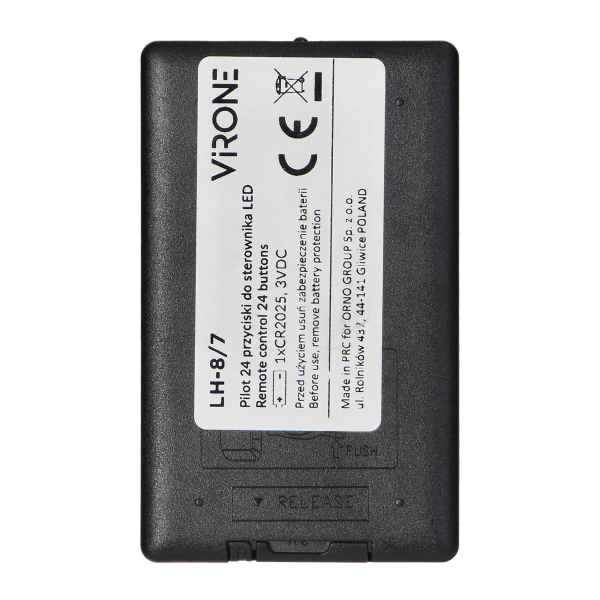 Bezprzewodowy sterownik do taśm RGB (wielokolorowych taśm oświetleniowych LED) z pilotem 24 przyciskowym