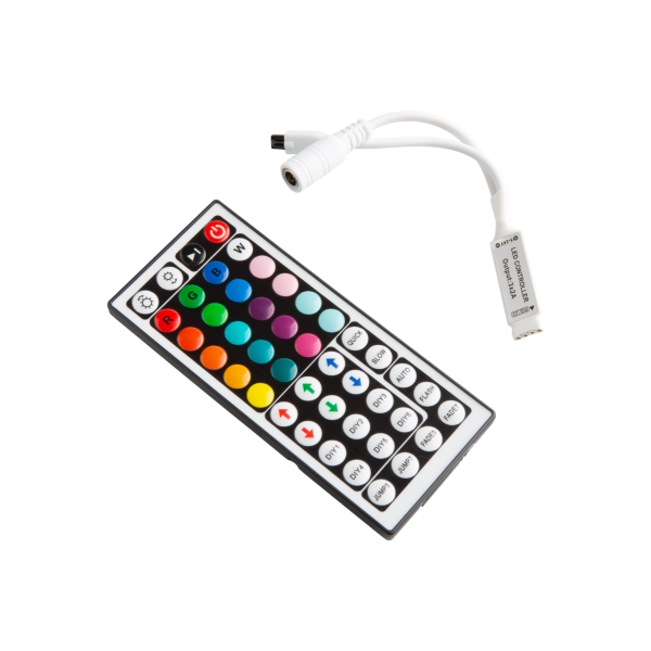Bezprzewodowy sterownik do taśm RGB (wielokolorowych taśm oświetleniowych LED) z pilotem 44 przyciskowym
