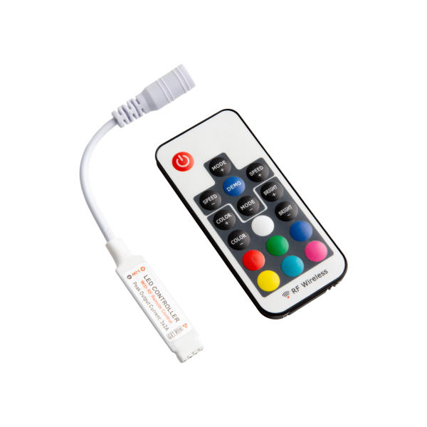 Wireless controller for RGB tapes (multicoloured LED lighting tapes) with a 17-button remote control