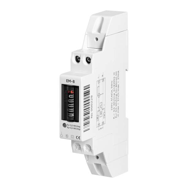 1-fazowy analogowy wskaźnik zużycia energii elektrycznej, 40A, 1 moduł, DIN TH-35mm 1-fazowy analogowy wskaźnik zużycia energii elektrycznej, 40A, 1 moduł, DIN TH-35mm