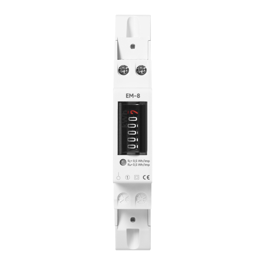 1-phase analog energy indicator, 40A, 1 module, DIN TH-35mm