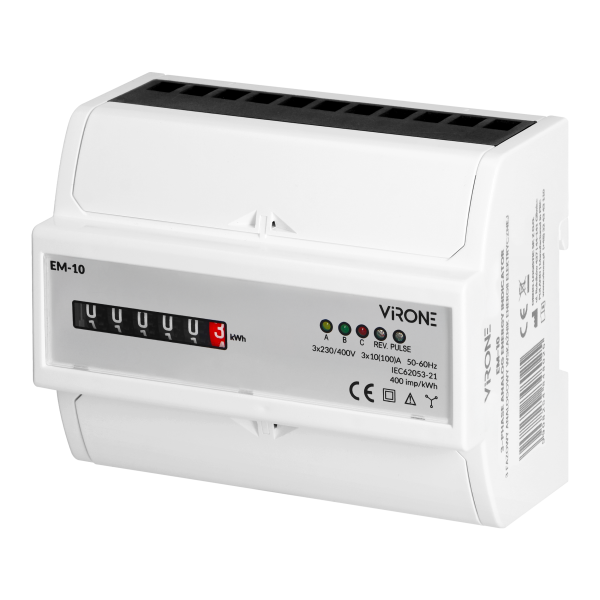 3-phase analog energy indicator, 100A, 7 modules, DIN TH-35mm 3-phase analog energy indicator, 100A, 7 modules, DIN TH-35mm