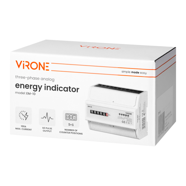 3-fazowy analogowy wskaźnik zużycia energii elektrycznej, 100A, 7 modułów, DIN TH-35mm 3-fazowy analogowy wskaźnik zużycia energii elektrycznej, 100A, 7 modułów, DIN TH-35mm