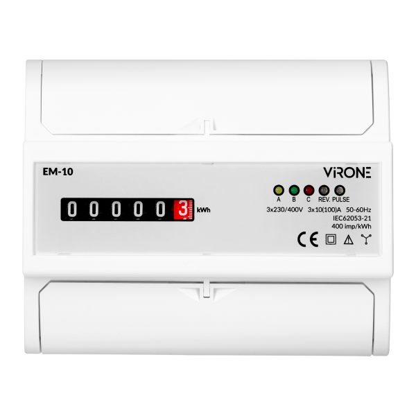 3-fazowy analogowy wskaźnik zużycia energii elektrycznej, 100A, 7 modułów, DIN TH-35mm 3-fazowy analogowy wskaźnik zużycia energii elektrycznej, 100A, 7 modułów, DIN TH-35mm