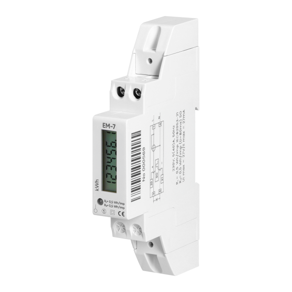1-phase digital energy indicator, 40A, 1 module, DIN TH-35mm 1-phase digital energy indicator, 40A, 1 module, DIN TH-35mm