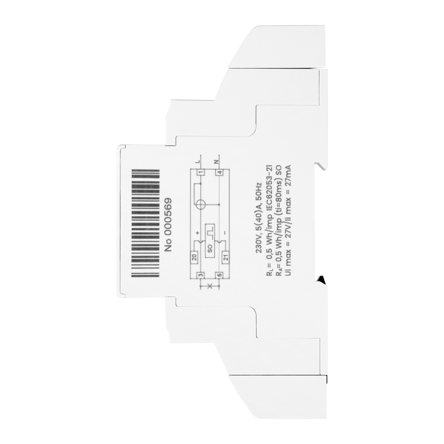 1-phase digital energy indicator, 40A, 1 module, DIN TH-35mm