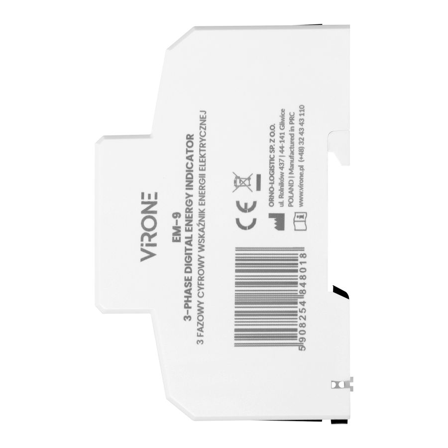 3-fazowy cyfrowy wskaźnik zużycia energii elektrycznej, 100A, 4 moduły, DIN TH-35mm