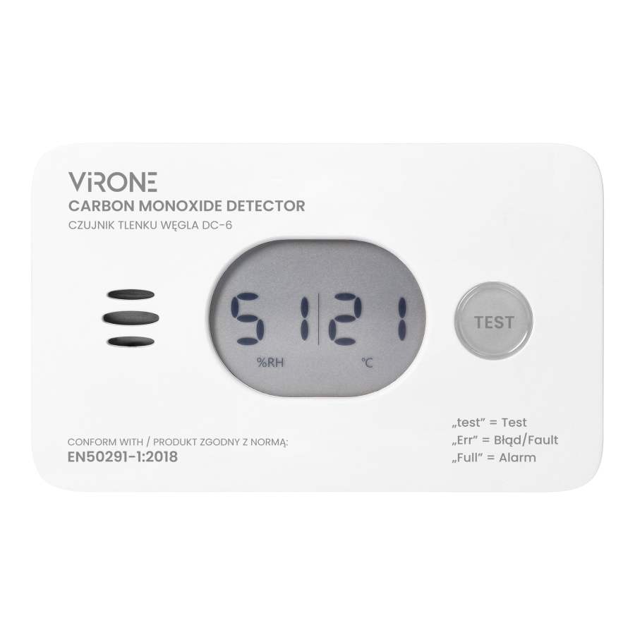 Battery-powered carbon monoxide detector 2xAA,10 years