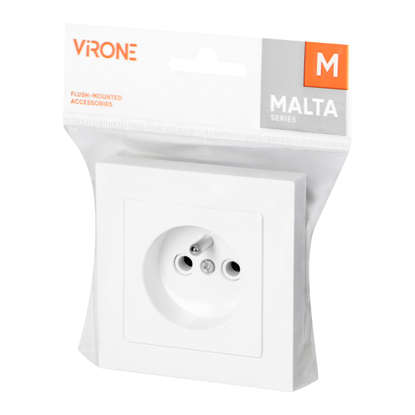 Flush-mounted single socket 2P+E Malta 16A, 250V, PT-16M, white Flush-mounted single socket 2P+E Malta 16A, 250V, PT-16M, white