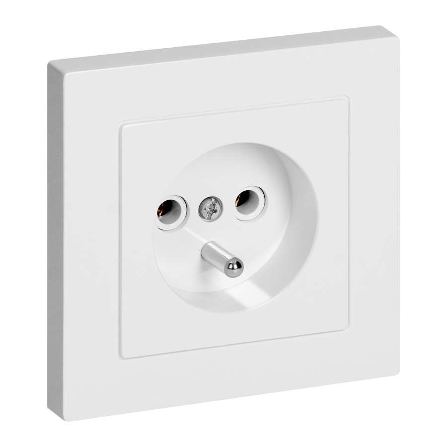 Flush-mounted single socket 2P+E Malta 16A, 250V, PT-16M, white