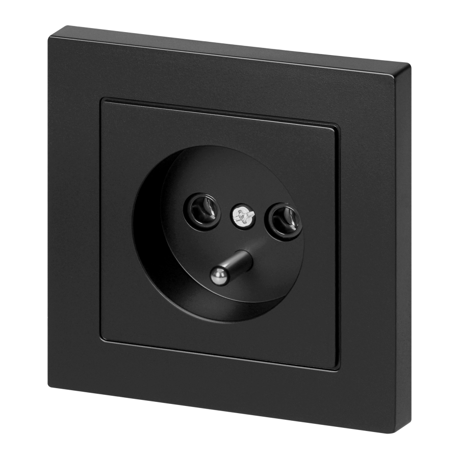 Flush-mounted single socket 2P+E Malta 16A, 250V, PT-16M, matt black