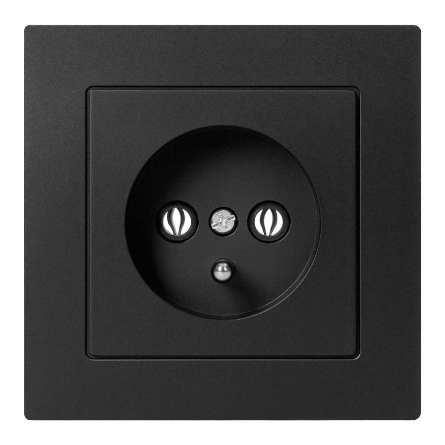 Flush-mounted single socket 2P+E Malta 16A, 250V, PT-16M, matt black