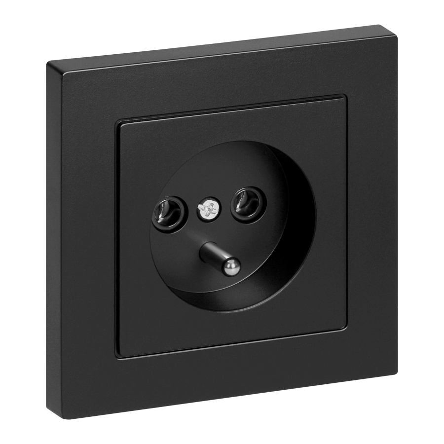Flush-mounted single socket 2P+E Malta 16A, 250V, PT-16M, matt black
