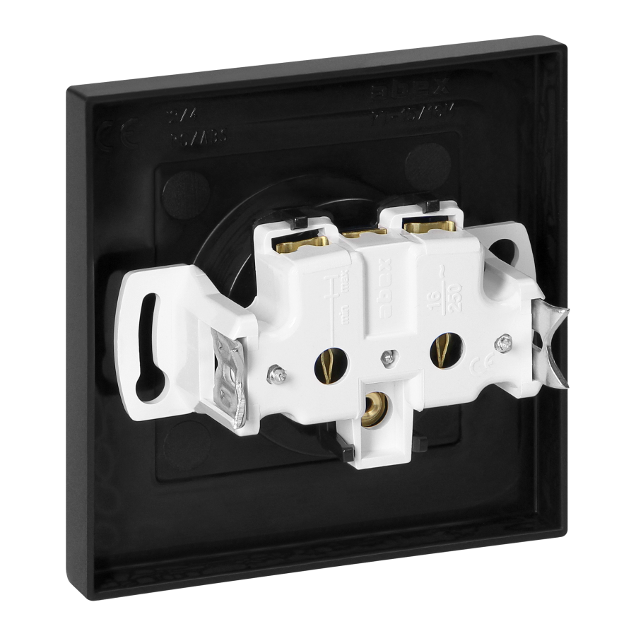 Flush-mounted single socket 2P+E Malta 16A, 250V, PT-16M, matt black