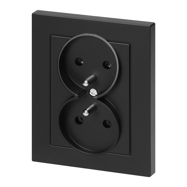 Flush-mounted double socket 2x2P+E Malta 16A, 250V, PT-6M, matt black Flush-mounted double socket 2x2P+E Malta 16A, 250V, PT-6M, matt black