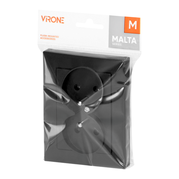 Gniazdo podwójne p/t 2x2P+Z Malta, 16A, 250V, PT-6M, czarny mat Gniazdo podwójne p/t 2x2P+Z Malta, 16A, 250V, PT-6M, czarny mat
