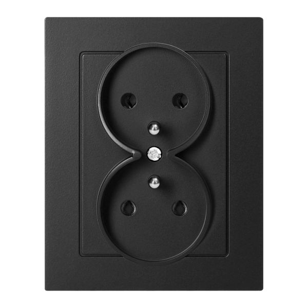 Flush-mounted double socket 2x2P+E Malta 16A, 250V, PT-6M, matt black Flush-mounted double socket 2x2P+E Malta 16A, 250V, PT-6M, matt black