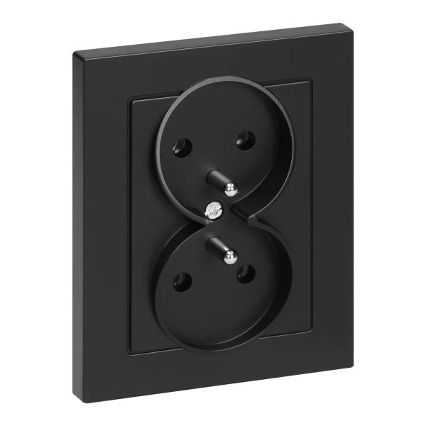 Flush-mounted double socket 2x2P+E Malta 16A, 250V, PT-6M, matt black Flush-mounted double socket 2x2P+E Malta 16A, 250V, PT-6M, matt black
