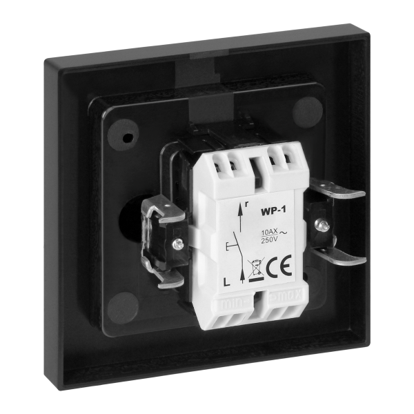 Flush-mounted single-pole switch Malta 10A, 250V, WP-1M, matt black Flush-mounted single-pole switch Malta 10A, 250V, WP-1M, matt black