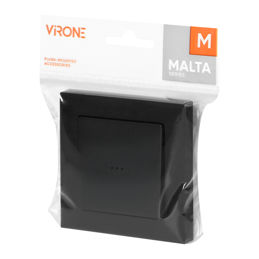 Flush-mounted single-pole switch with illumination Malta 10A, 250V, WP-1M/S, matt black