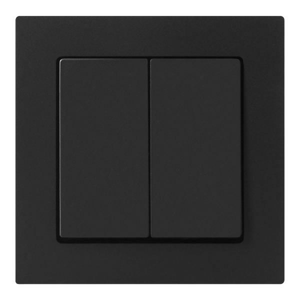 Flush-mounted two-button switch with illumination Malta 10A, 250V, WP-2M/S, matt black Flush-mounted two-button switch with illumination Malta 10A, 250V, WP-2M/S, matt black