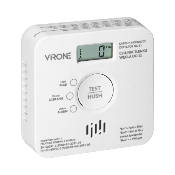 Battery-powered carbon monoxide detector, 2xAA, sensor lifetime 10 years