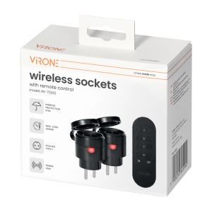 MINI wireless sockets with remote control, Schuko, 2+1, 2300W, IP44